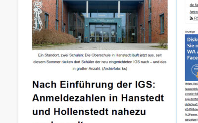 Presse: Nach Einführung der IGS: Anmeldezahlen in Hanstedt und Hollenstedt nahezu verdoppelt