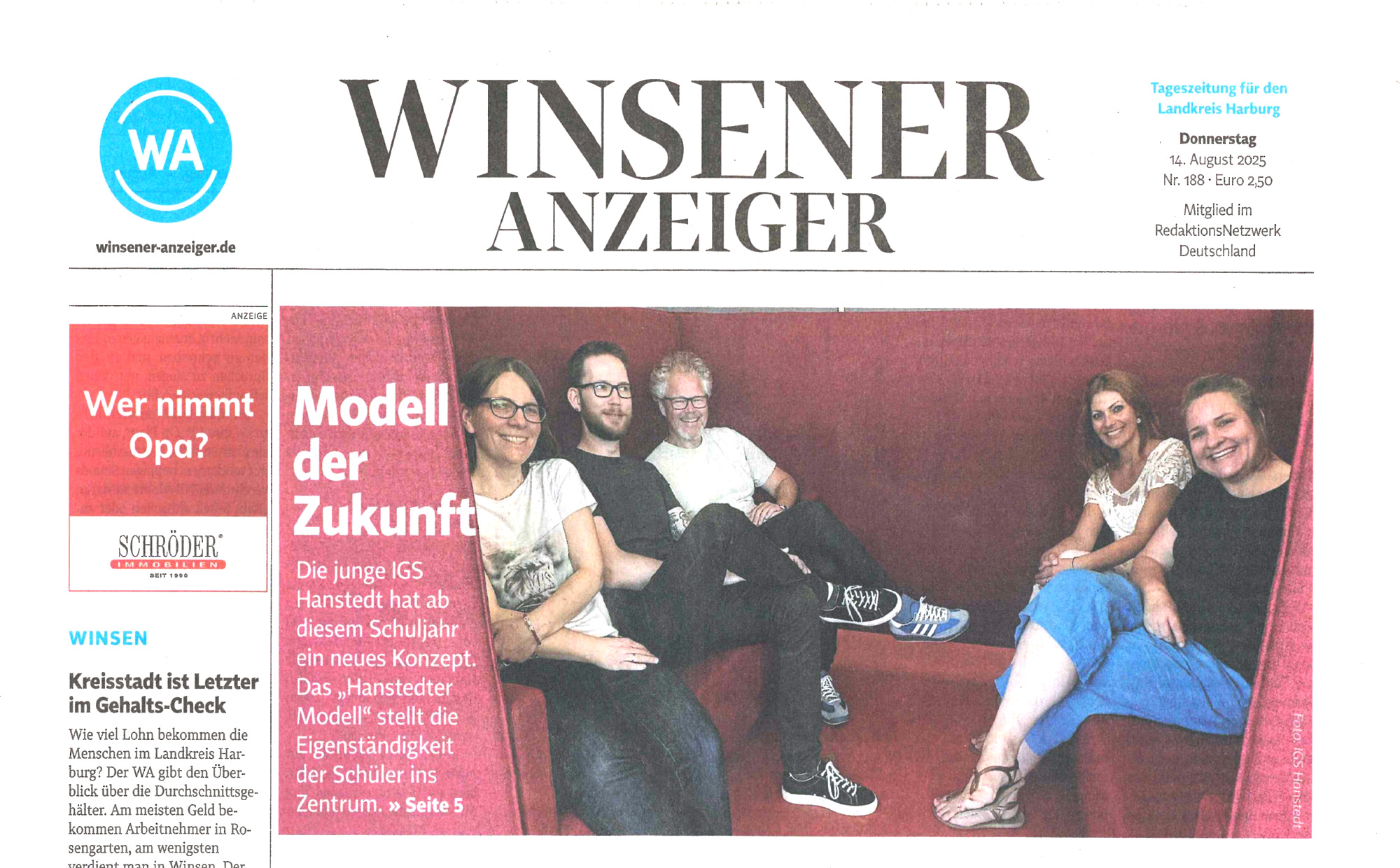 Presse: Modell der Zukunft – Winsener Anzeiger Aug 2025