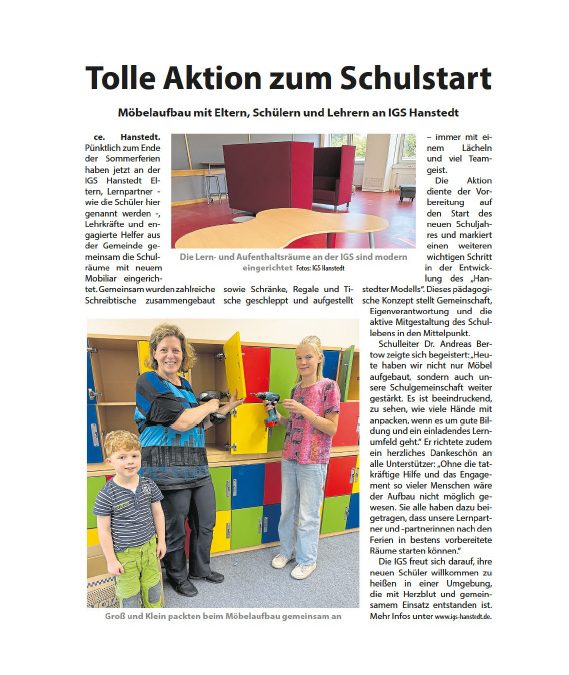Presse: Tolle Aktion zum Schulstart – Wochenblatt