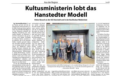 Presse: Kultusministerin lobt Hanstedter Modell